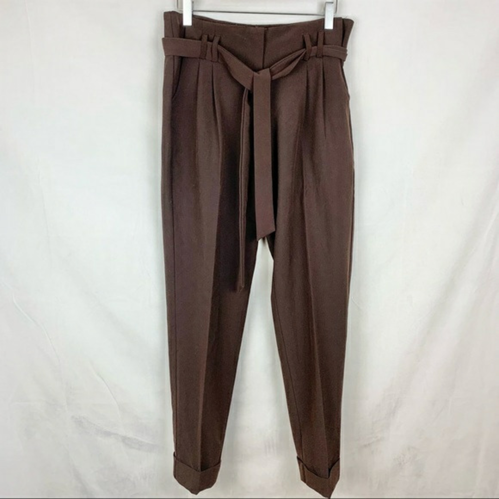 VINTAGE High Rise Paper‎ Bag Straight Leg Trousers Sz 10P